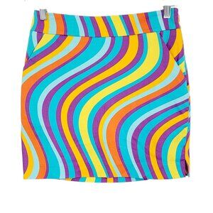 Loudmouth Womens Multicolor Wavy Striped Golf Tennis Skort Lined Size 4